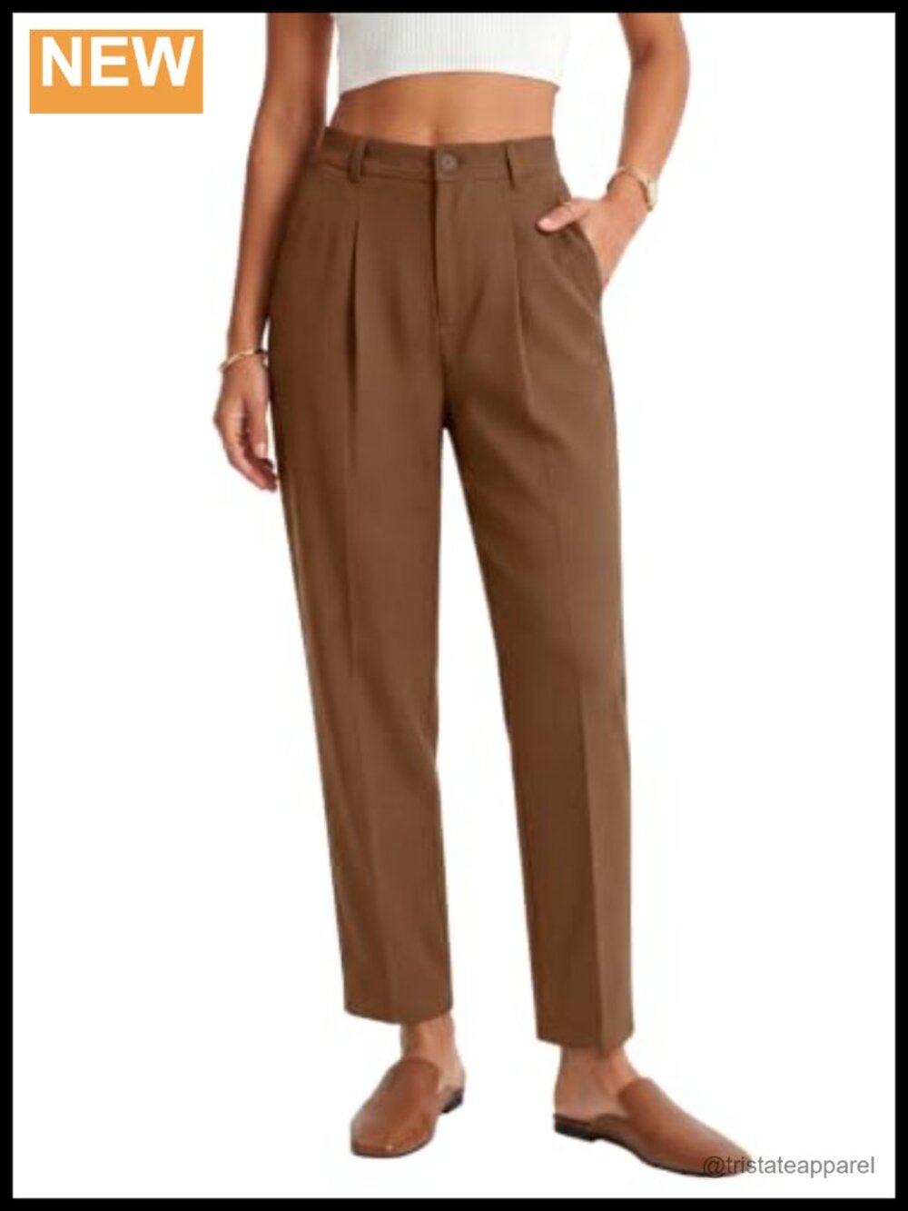 High Waisted Tapered Ankle Dress Pants Work Office Trousers Slacks